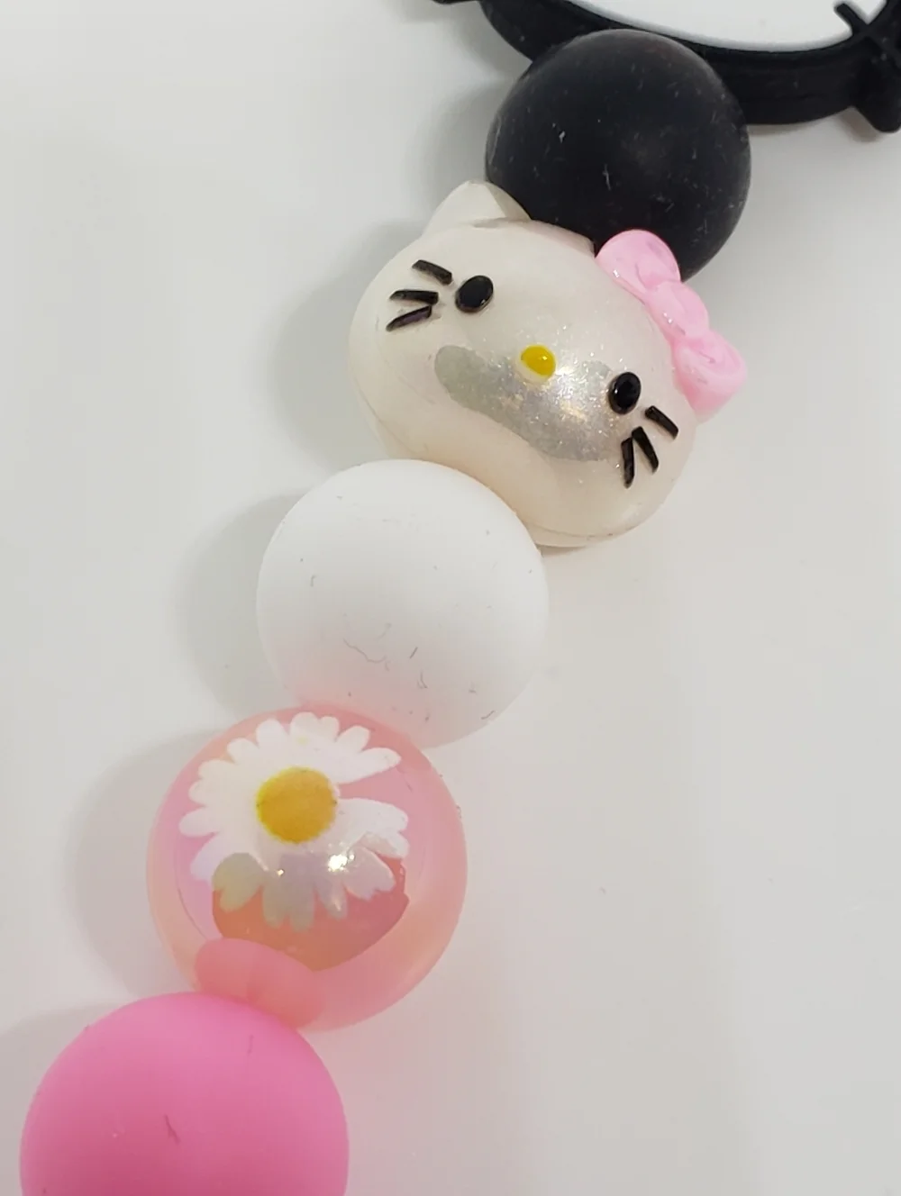 Handmade Kawaii Purple Pink White Strawberry Flower Hello Kitty Keychain